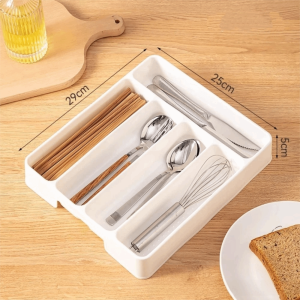 CHUN053634 4/5 Compartments Cutlery Organizer Rectangle Easy Clean Drawer Divider Tray Quality Spoon Fork Separation Box Kitchen