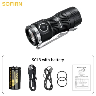 Sofirn Mini SC13 SST40 LED 1300lm Tactical 18350 Rechargeable Flashlight 6000K Keychain Emergency Torch Led Light