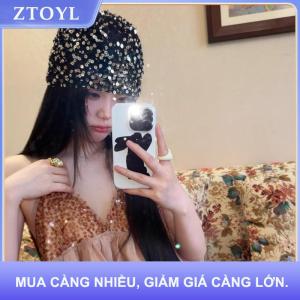 【ZTOYL】 Thời Trang Cổ Điển Sequined Rỗng Áo Thun Mũ Phụ Nữ Mùa Hè Mùa Thu Du Lịch Hình Ảnh Bầu Không Khí Đa Năng Giản Dị Y2K Đan Beanie Hat