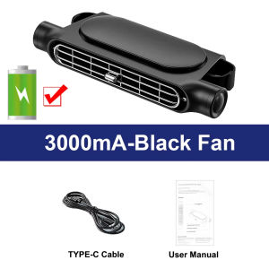 Car Seat Fan with 3 Wind Speeds 3000mAh Battery Clip-on Design Strong Wind Low Noise