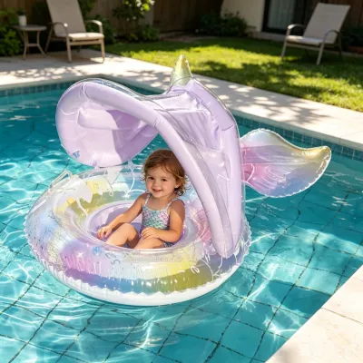 Baby Kids Swimming Floaters Inflatable Seat Ring With Awning Swimming Ring For Baby Yacht Kids