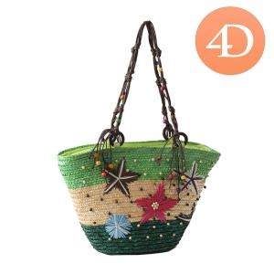 Hợp thời trang Boho Túi rơm với Sao Biển thêu Crossbody Túi Xách Vải dệt cho bãi biển mùa hè và buổi tối bên