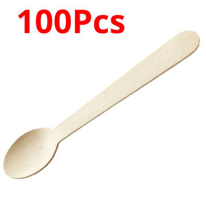 100 PCS Disposable Wooden Forks Spoon Eco-friendly Forks Recycling Wood Utensils Disposable Cutlery Fork for Eating Outdoor Camping Party Picnics Weddings Dinner Events