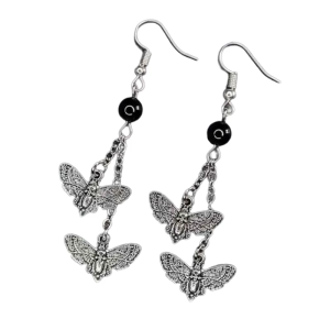 Gothic Style Death Moth Stud Earrings Lightweight Zinc Alloy Perfect Goth Gift Dark Academia Accessories
