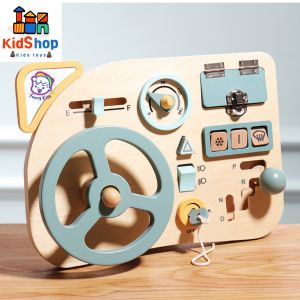 Busy Board Wooden Steering Wheel Toy Unlock Toys Busy Cube Montessori Mainan Bayi Kanak budak Mainan Perempuan