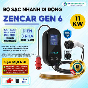 ZENCAR - Bộ Sạc Nhanh 11KW cho xe ô tô điện Vinfast Volvo Kia Huyndai chuẩn TYPE 2 - Sạc ô tô di động - SMEV - Hàng chính hãng