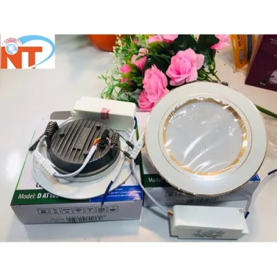 Chính Hãng Đèn LED âm trần Downlight Rạng Đông 3 Chế Độ Màu AT10 ĐM Phi 90 Công Suất 7W Viền Vàng - Bảo Hành 2 Năm