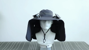 Solar Powered Cooling Fan Hat With Wide Brims Sun Blocking Windproof Adjustable Fisherman Hat For Gardening Camping Wear