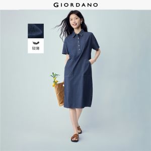 GIORDANO Women Dress 100% Cotton Denim Non-Stretch Woven Casual Comfortable Stylish Classic Trendy Fashion Dress 13466503