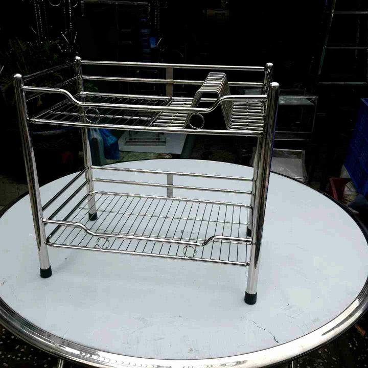 Kệ inox 2 tầng để chén dĩa loại dày , dùng trong tủ bêṕ hoặc trên gian ...