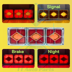 Lampu Belakang KROM 24V LED Universal (Bunga/Diamond/Petak) Tail Lamp Trak Treler Lori Signal Brake Lampu Malam 1 SET