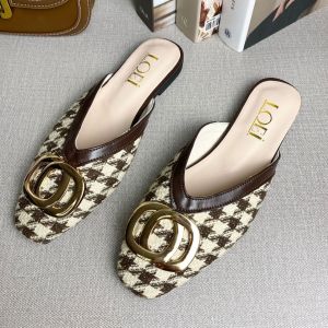 5495 Sandal Mules Wanita Motif Abstrak PU Leather Gaya Bisnis Bisa COD (with Box)