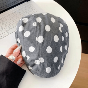 PLLEWY Korean Style Forward Hat Polka Dot Printing Big Head Short Brim Berets Casual Wide Brim Sun Hat Womens Spring Autumn
