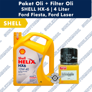 Ford Fiesta Ford Laser [GRATIS Filter Oli INT-1800] Paket Shell HX6 4L + MA-BGY11-INT-1800 10W40