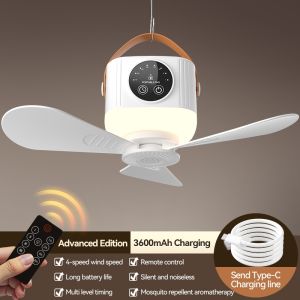 Portable Ceiling Fan With Remote Control With Night Light Function Remote Control For Outdoor Camping For Any Application