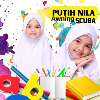 Tudung Seragam Awning Scuba / Tudung Sarung Putih / Tudung Putih Sekolah Awning Scuba / Tudung Hitam Sekolah Scuba