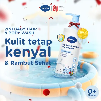 DEXTER Baby Turmeric Soothing Hair & Body Bath 300 ml | Sabun & Shampoo 2in1 - Sabun & Shampoo Bayi Anak Tanpa SLS & Alkohol