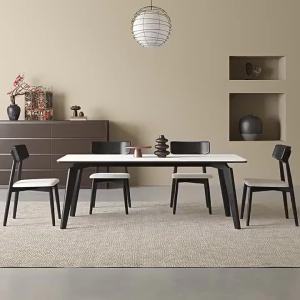 Solid Wood Slate Dining Table Chair Combination Small Apartment Household Waxwood Rectangular Dining Table