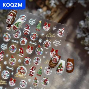 [COD] KOQZM Giáng Sinh Móng Tay Nghệ Thuật Dán Mùa Đông Mơ mộng Bông Tuyết Người Tuyết Giáng Sinh Cây Móng Tay Accessoires Dính Dập Nổi Làm Móng Tay Decals