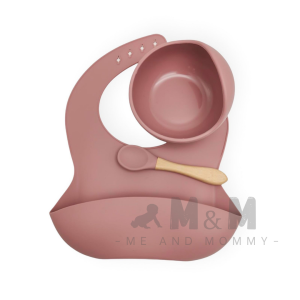 SET PERALATAN MAKAN BAYI / ANAK - MANGKUK CELEMEK / BIB SENDOK GARPU DAN GELAS SILIKON PAKET