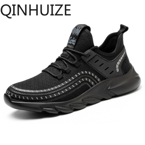QINHUIZE Safety shoes summer breathable anti-smashing anti-piercing steel toe cap lightweight non-slip safety work shoes men