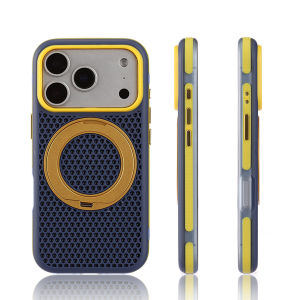 Mesh Heat Dissipation Hit Color Rotating Holder Case for iPhone 17Promax 16Pro 18Pro 17Pro For Magsafe Matte Hard Cover