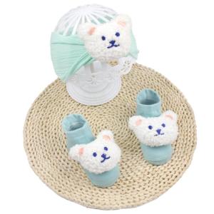 2Pcs Baby Girls Headband & Socks Set Newborns Cartoon Floor Socks Toddlers Infant Hair Adorments with Walking Socks