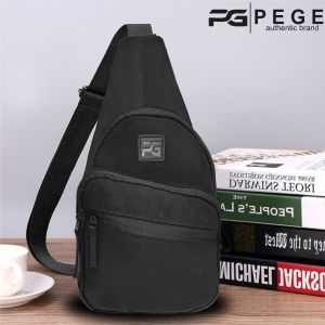 Tas Slempang Crossbody PEGE Elvin Slingbag Pria Kanvas Casual Hitam Polos - PG 9048