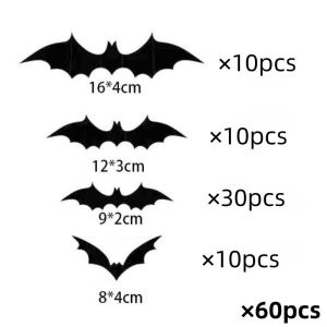 Set 60 con dơi trang trí Halloween dơi trang trí các cỡ TẶNG kèm băng keo (hàng sẵn có hỏa tốc)
