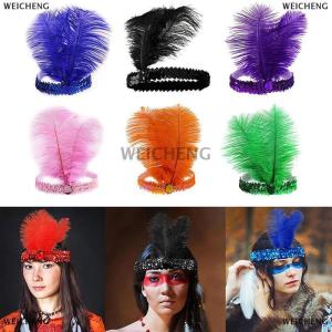 [COD] WEICHENG Sequins Feather Headband Indian Feather Headdress Holiday Party Indian Hairband Fashion Women Hair Accessories