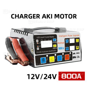 Charger Aki Mobil Motor Portable Automatic Smart Intelligent Chip 12V 24V 6-105A Otomatis Accu Kering Dan Basah Lead Acid Battery Charger Auto Cut Off Portable 180W Mobil Dan Motor Charger Aki