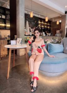 [HCM]Set dâu tay ngắn quần dài xinh V326