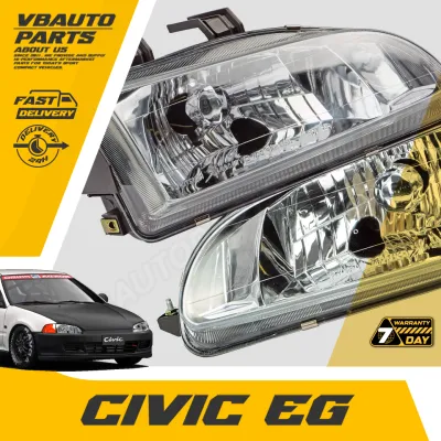 โคมไฟหน้าตาเพชร Honda Civic EG 3-4 ประตู (โคมขาว)