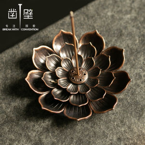 Lucky Backflow Incense Burner Stick Incense Holder Home Buddhism Decoration Coil Lotus Censer Bronze