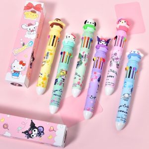 Sanrio Hoạt Hình Nhiều Màu Bút Bi Kawaii Kuromi Hello Kitty Cinnamoroll 10 Màu Bút Bi Trường Học Sinh Văn Phòng Phẩm Quà Tặng
