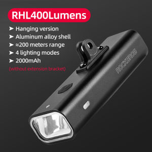 【Giao hàng địa phương】ROCKBROS Đèn trước xe đạp Đèn pha treo xe đạp bằng hợp kim nhôm chống thấm nước Type-C Sạc độ sáng cao Đèn pin xe đạp đường MTB 400/800 Lumen Đèn xe đạp nâng