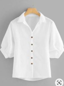 Baju Atasan Blouse Kemeja Putih Lengan Pendek Putih Wanita