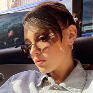 NAMSHEVA Vintage Rimless Square Sunglasses Gradient Alloy Eyewear Elegant Oversized Y2K Shades for Women  Men