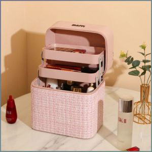 กระเป๋าเครื่องสําอางแบบพกพา ที่เก็บเครื่องสําอาง กระเป๋าเดินทาง กันน้ำและกันความชื้น ลายสก๊อต