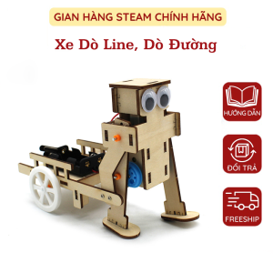 Bộ Robot Kéo Xe Tự Động Bằng Gỗ Theo Phương Pháp Giáo Dục Stem Steam - Đồ Chơi Lắp Ghép