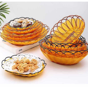 Imitation Rattan Basket Popcorn Basket French Fries Basket KTV Basket Snack Fry Basket Fruit Basket