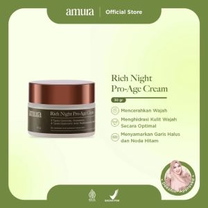 Amura Rich Night Pro-Age Cream Wajah 5x Ceramide untuk Revititalisasi & Hidrasi Kulit Wajah Anti Aging Anti Penuaan Dini Cream Malam untuk Mengecilkan Pori-Pori Bopeng Penghilang Flek Melasma Memperbaiki Skin Barrier Wajah Perawatan Kulit Wajah Dewasa