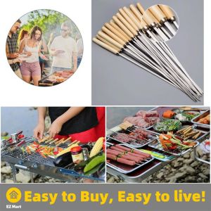 【Fast Shipping】 Barbecue Skewers 10/30/50pcs Barbecue String with Wooden Handle BBQ Stick Needles Outdoor Camping Outings Cooking Tools BBQ Stick