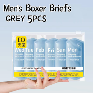SG-Stock 5Pcs Men Disposable Underwear Travel Underwear Set EO Sterilization Pure Cotton Flat Angle Sterile Wash-Free