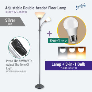 IKEA Style LED Double-head Adjustable Stand Floor Lamp Living Room Reading Bedroom Decoration Lampu Lantai Membaca 双头落地灯
