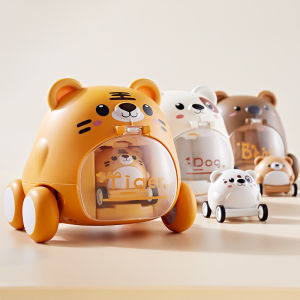 Childrens cartoon cute inertia toy car tiger bear dog shape 1-3-4-6 years old baby puzzle early education toys boys and girls children small car toys