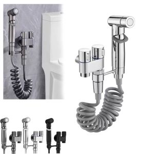 FASHIONXU แบบพกพา หัวฉีดทำความสะอาดโถสุขภัณฑ์ ช่องทางออกคู่ น้ำเย็น ล้างทวารหนัก ใหม่ แรงดันสูง หัวฝักบัวในห้องน้ำ ห้องน้ำ