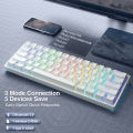 SOLAKAKA Hot-swappable Wireless Mechanical Keyboard 61 Keys RGB Backlit Bluetooth+2.4G Wireless+Type-C Wired 3-mode Connection Gaming Keyboard (SK961 ). 