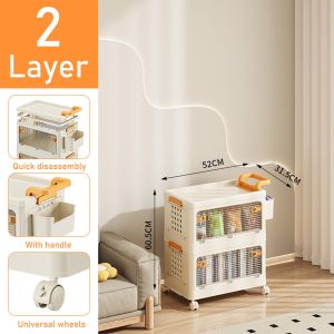 Baby Trolley Organizer Cart 2/4/5 layers Lockable Cabinet Storage with Wheels Kitchen Office Storage Racks Organizer Installation-Free