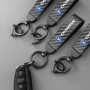 secr Car Keychain Carbon Fiber Pattern Leather Key Ring for Changan CS75 CS55 CS35 CS95 CS85 Anti-Lost Horseshoe Ring 3T7R1
